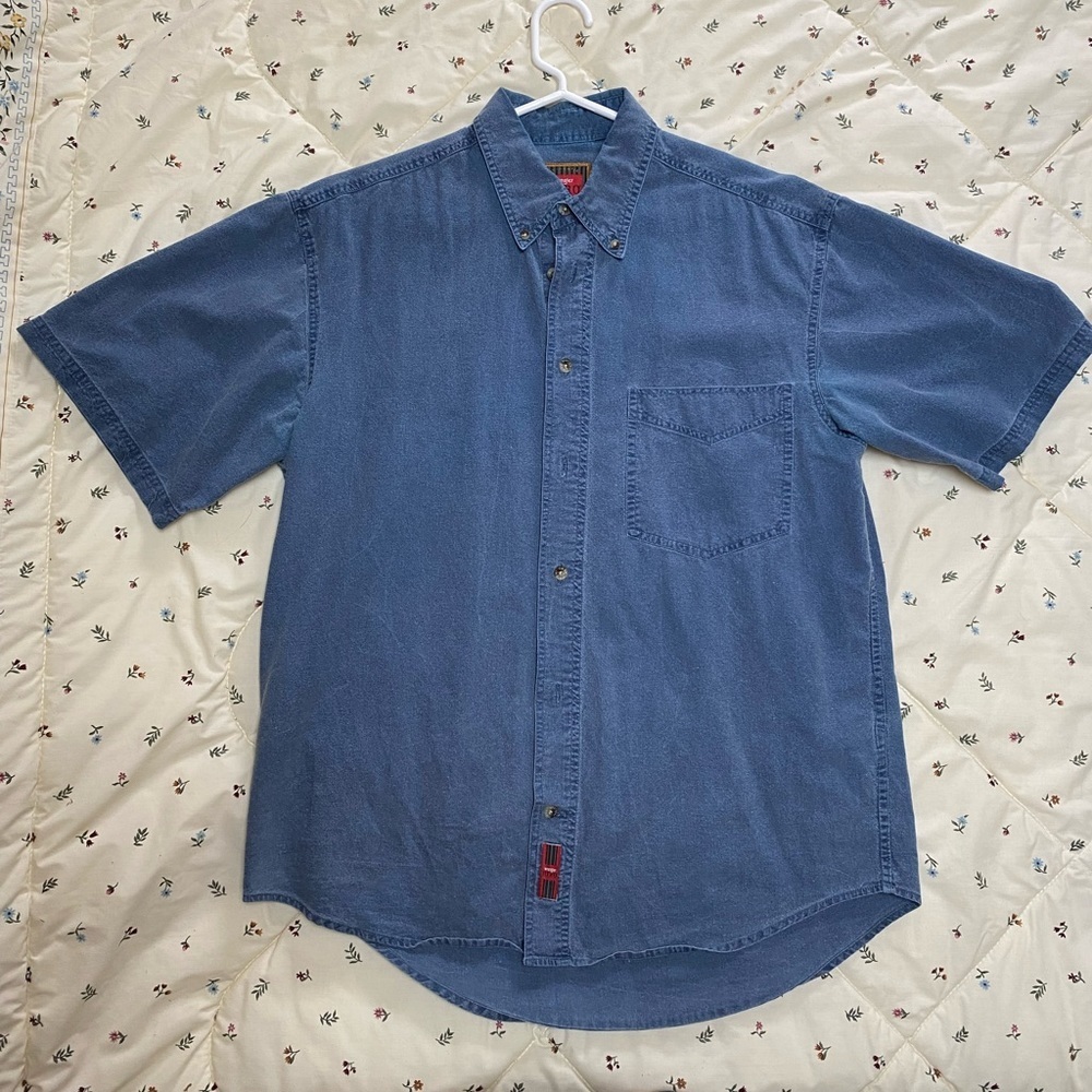 Wrangler Hero Blue Casual Button Pocket Cotton Shirt Men's Medium